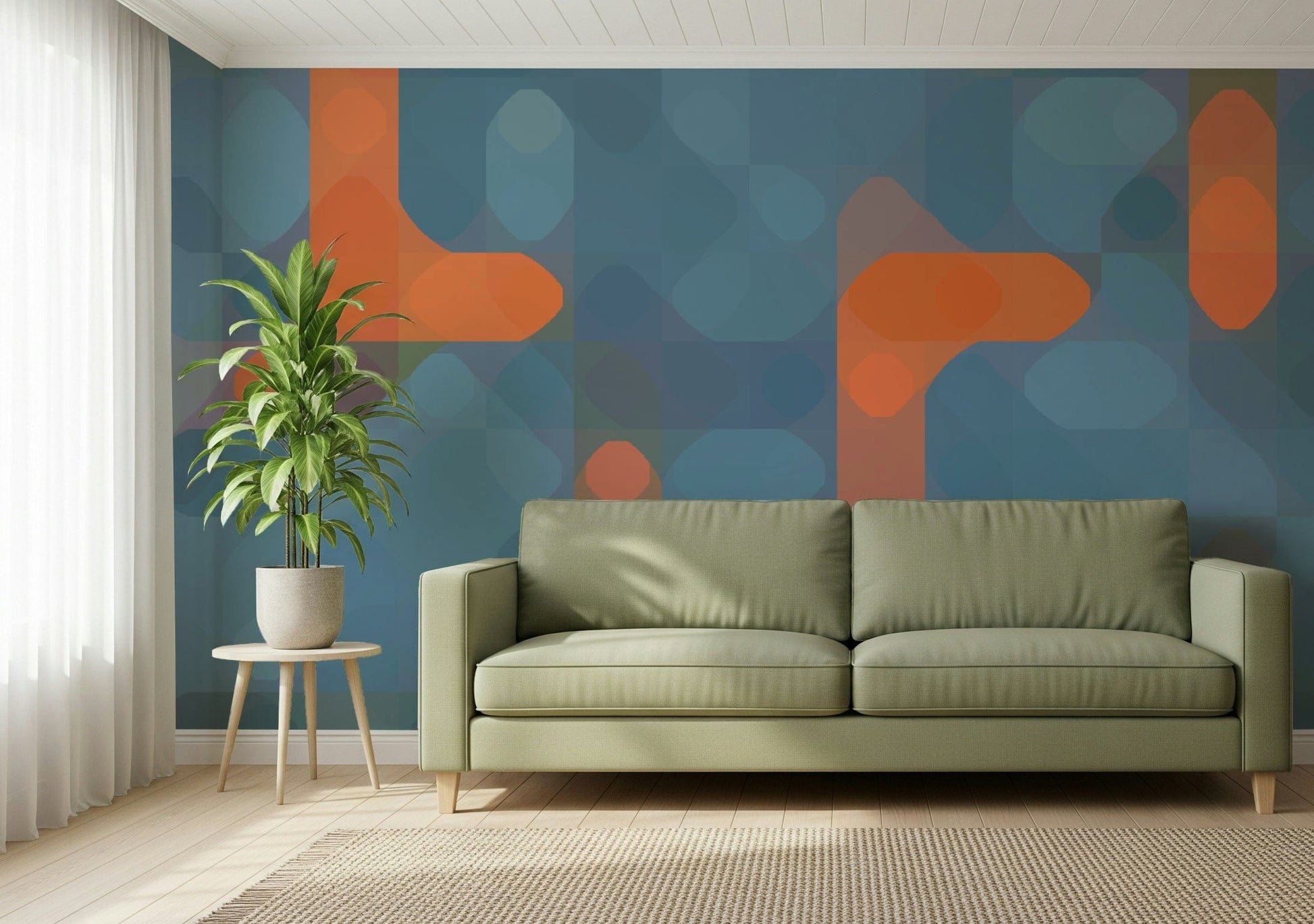 Art deco inspired Streetlights abstract print, overlapping translucent graphic shapes.