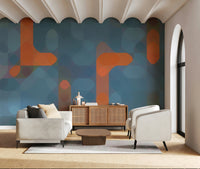 Contemporary Streetlights peel and stick wallpaper, bold color wash, large scale design.