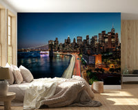 Dynamic traffic streaks across peel and stick wallpaper.