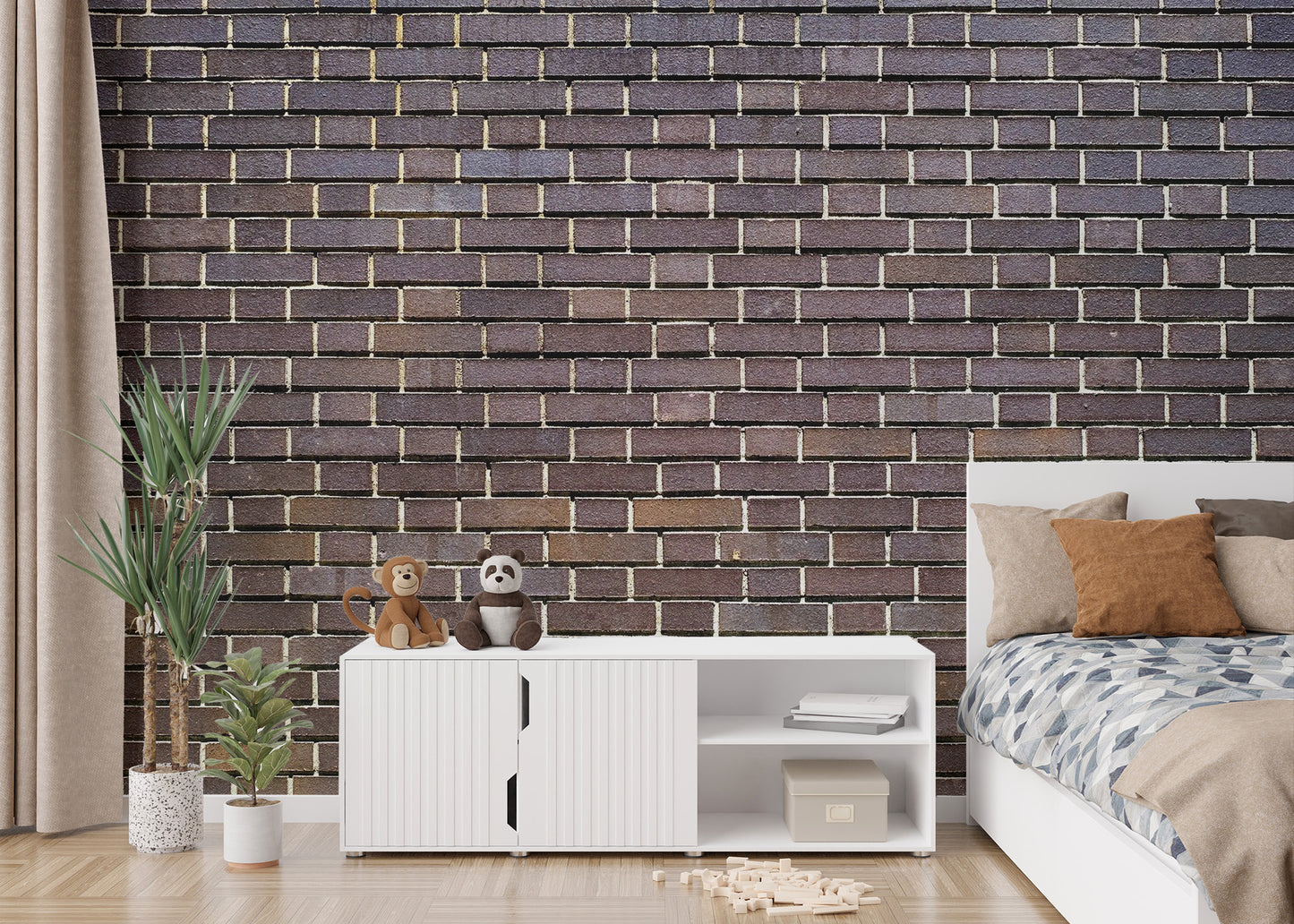 Faux Bricks Brown Wallpaper Mural - Giffywalls