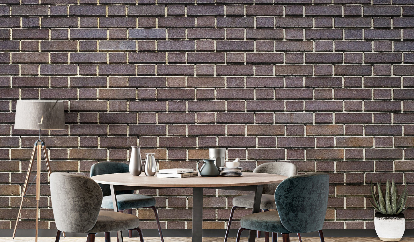 Brown faux brick wallpaper mural for rustic wall decor.