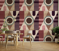 Geometric wall mural with industrial style

