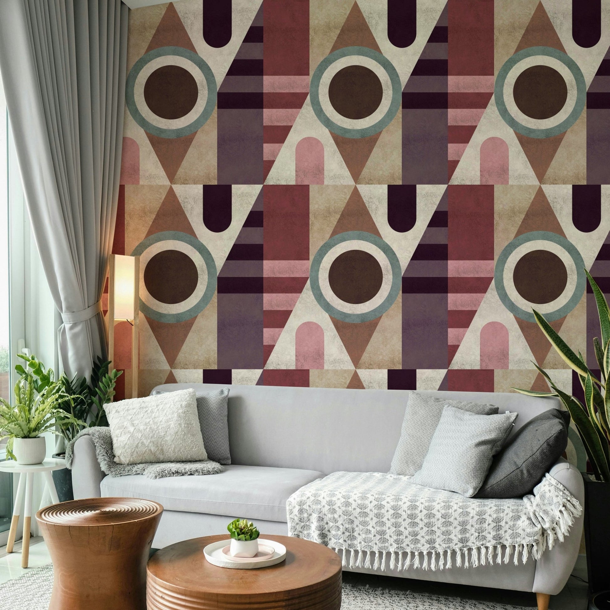 Decorative mural in concrete and slate patterns

