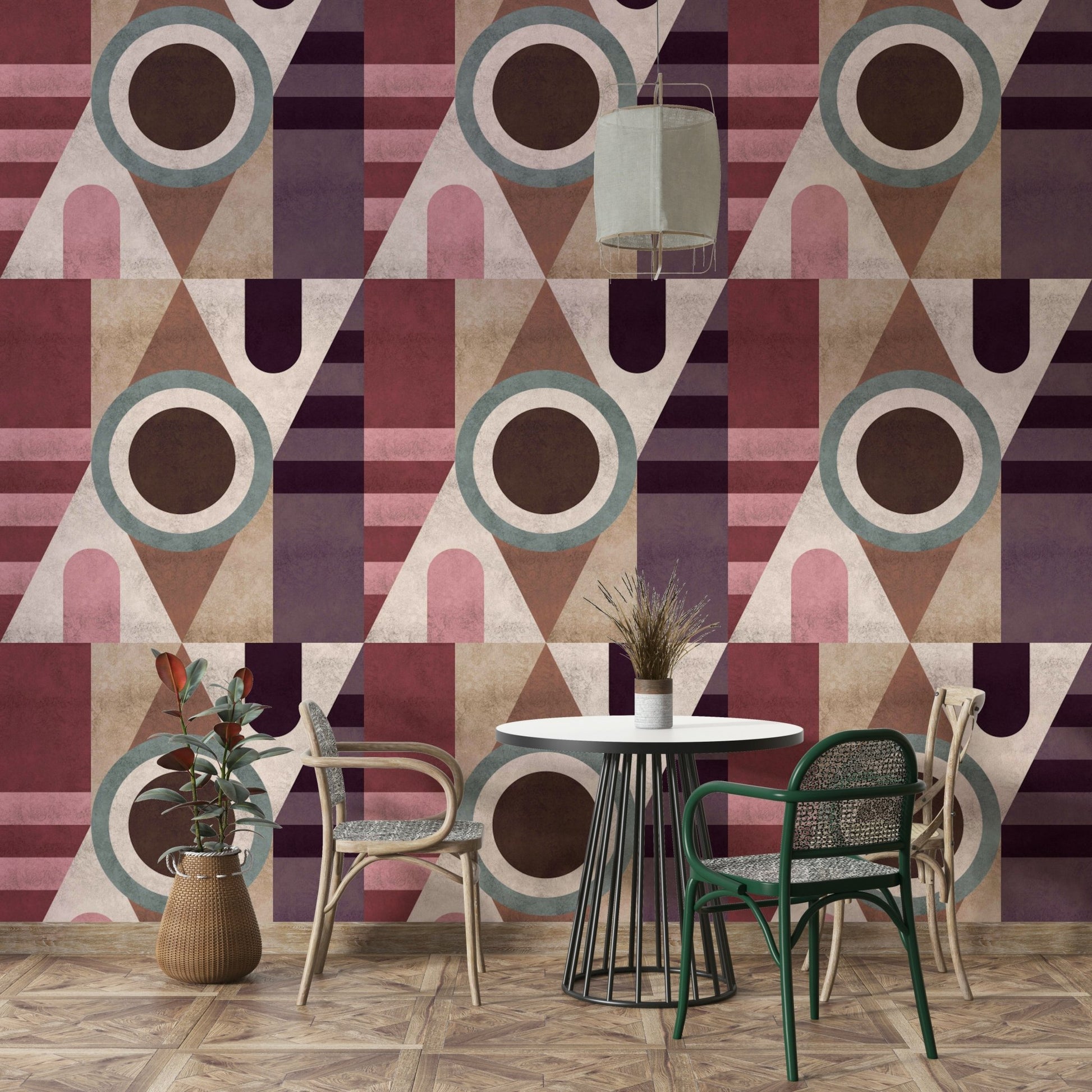 Mural wallpaper with angular shapes and grey tones

