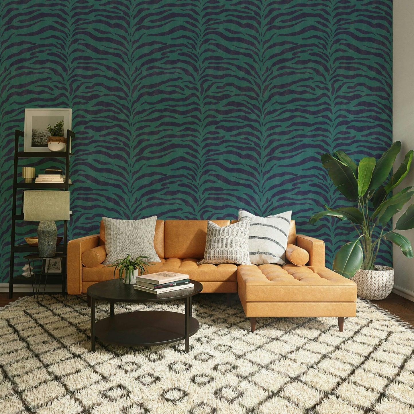 The wallpaper is a high-quality print with sharp lines.
