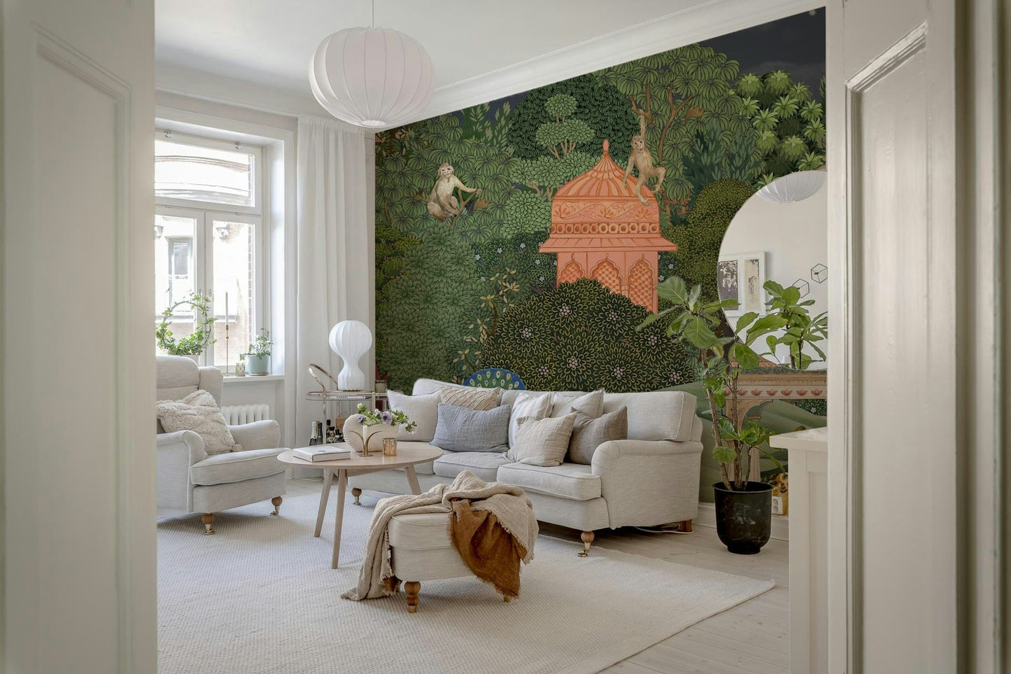 Vanara Vatika mural design with earthy tones and detailed patterns