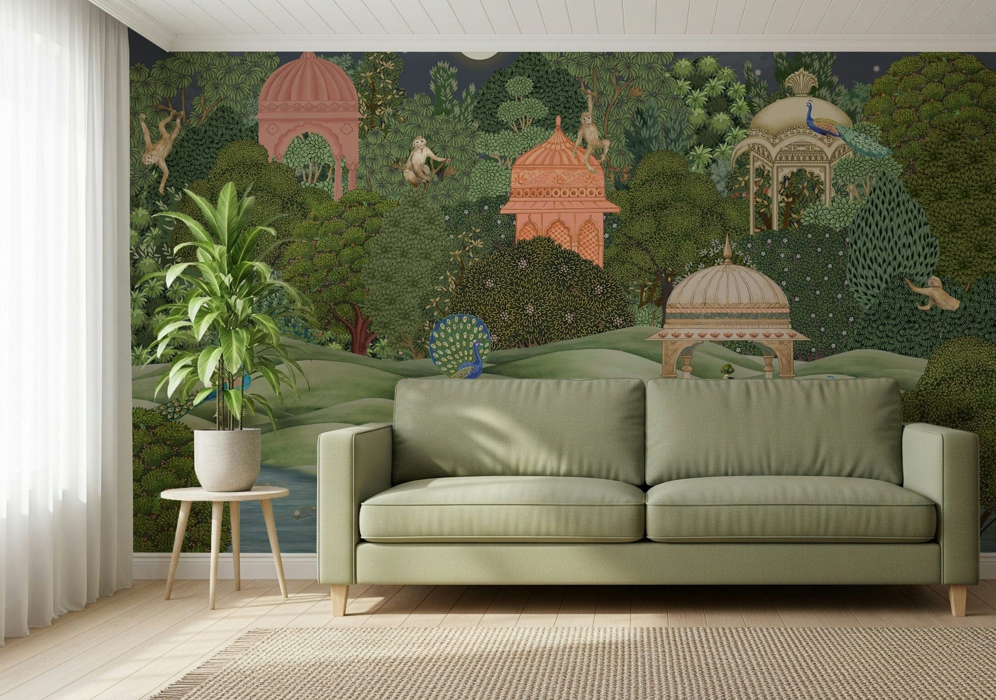 Vanara Vatika wall mural with forest-inspired scene and greenery