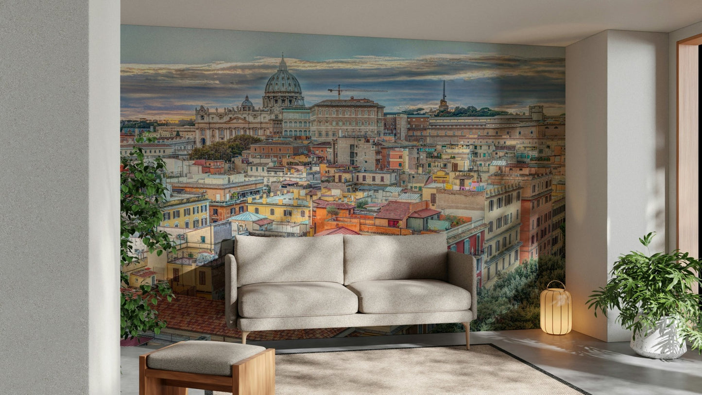 Vatican Cityscape Wall Mural with high-definition historic city details
