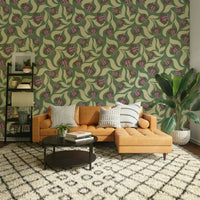 A charming and elegant floral wallpaper pattern.
