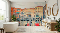 Picturesque Venice Dreamscape wall art, traditional gondolas await travel.