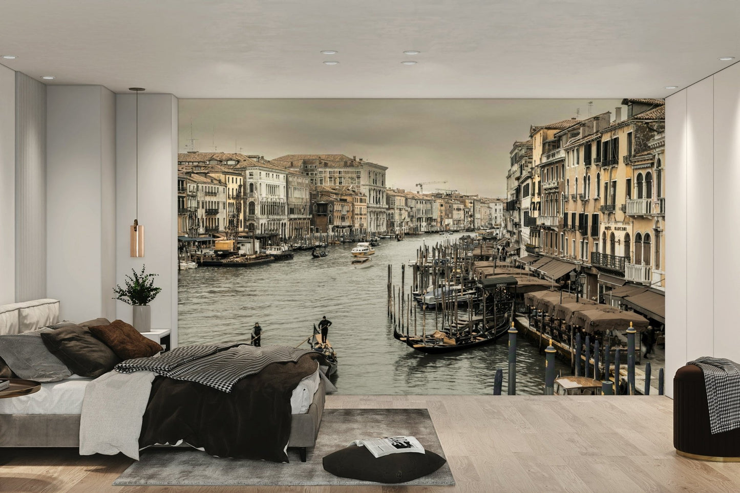 Traditional gondolas on the water.

