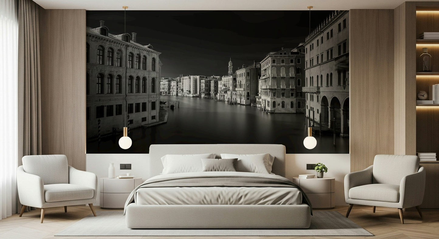 Venetian Echoes: Monochrome Serenity Wall Mural -2318750