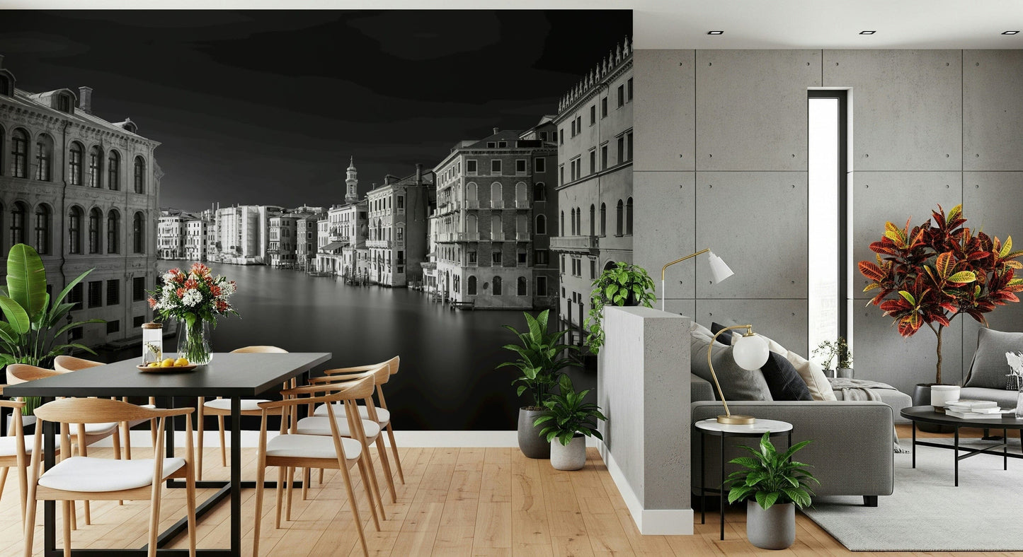 Venetian Echoes: Monochrome Serenity Wall Mural -2318750