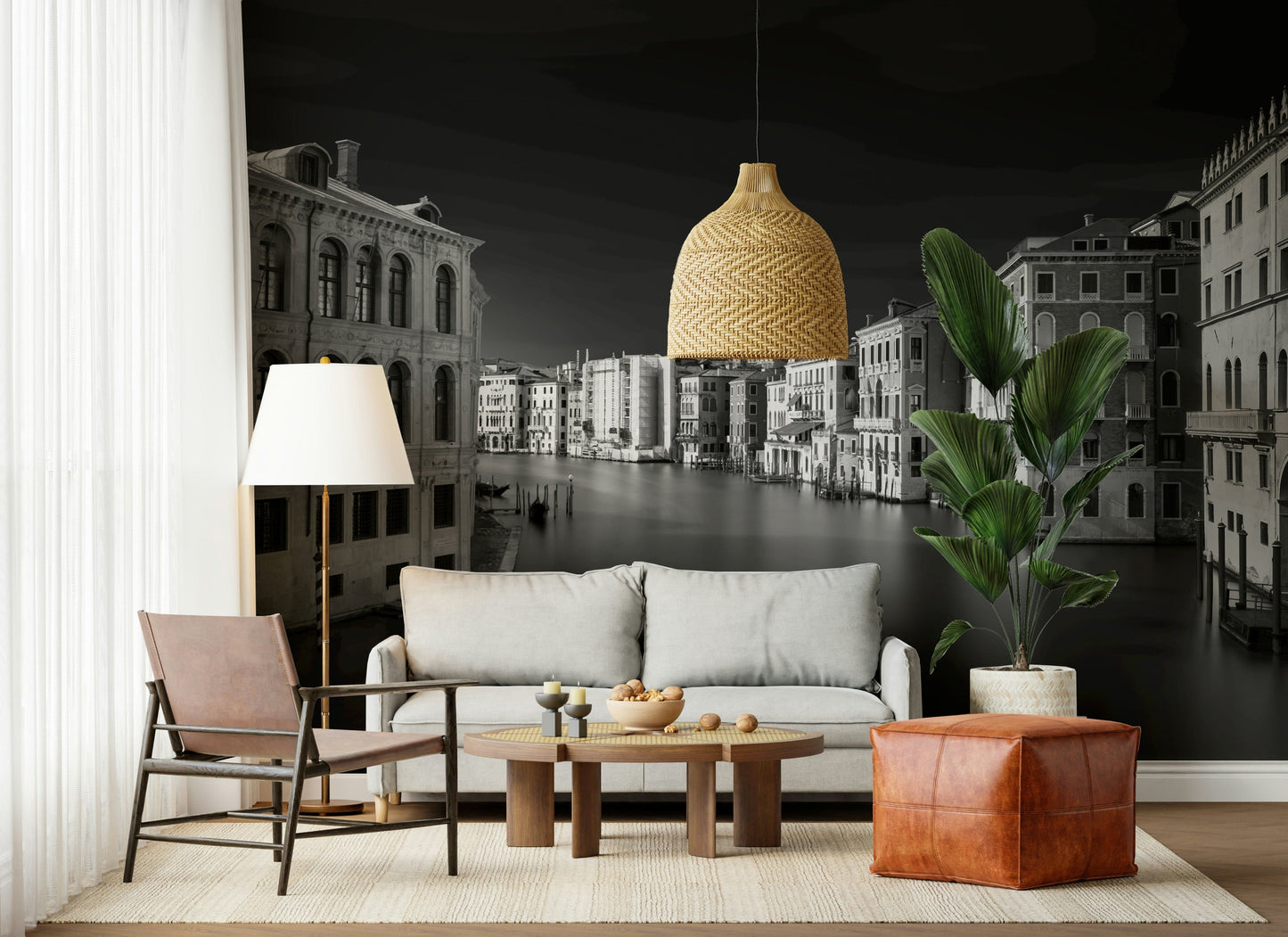 Venetian Echoes: Monochrome Serenity Wall Mural -2318750