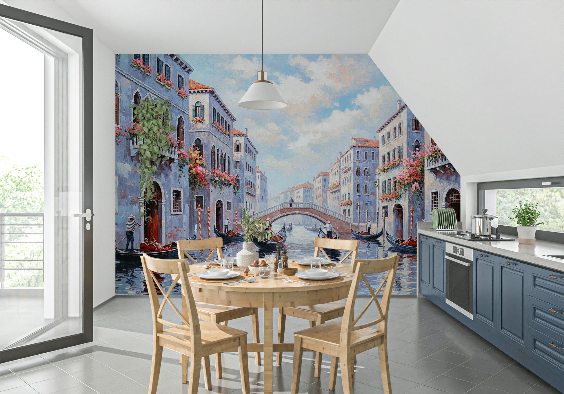 Mural wallpaper capturing a romantic night scene

