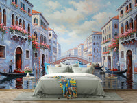 Serene romance on a Venetian canal, moonlit scene

