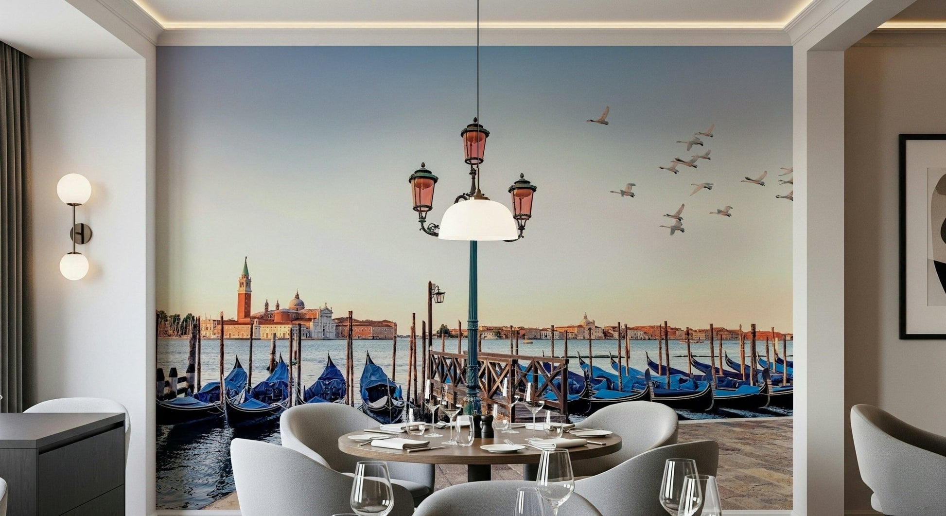Beautiful white marble mausoleum Venice Serenity wall mural sunrise