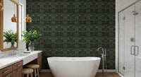 Verdant Damask Jungle Tapestry style Green Forest Wallpaper⁠
