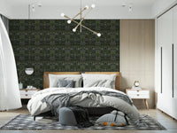 Verdant Damask Jungle Tapestry style Green Forest Wallpaper⁠