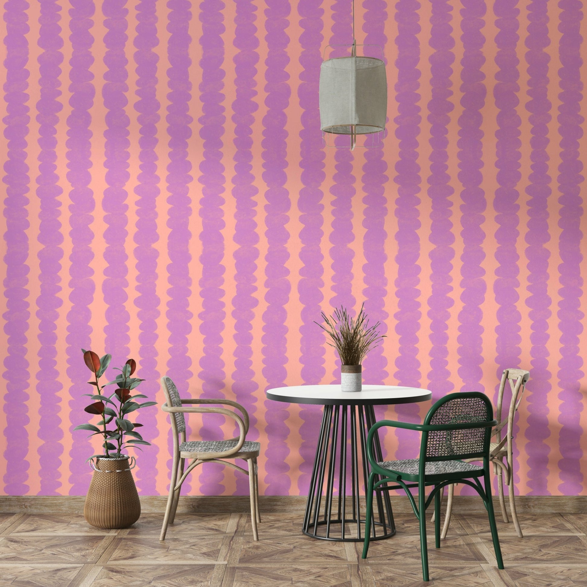 Modern lilac and peach wallpaper for living room walls

