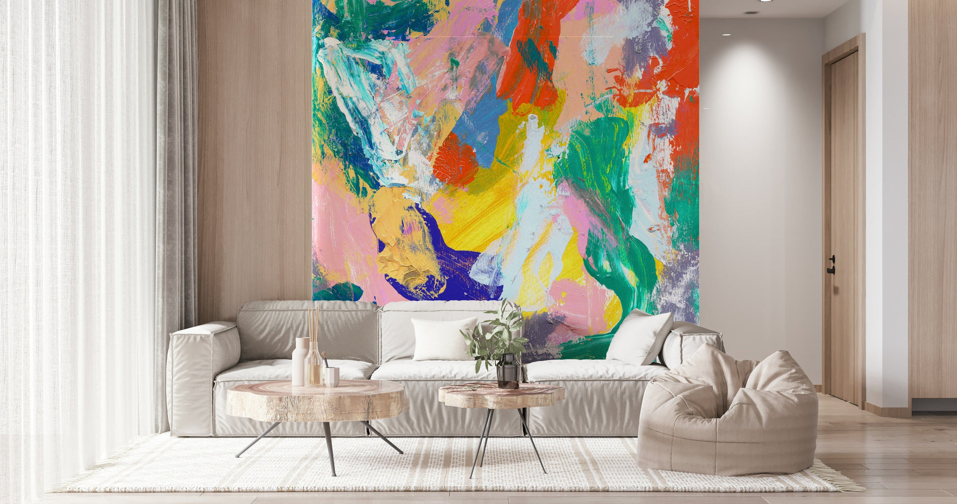 Detailed typography imagery on a durable vinyl wall mural.