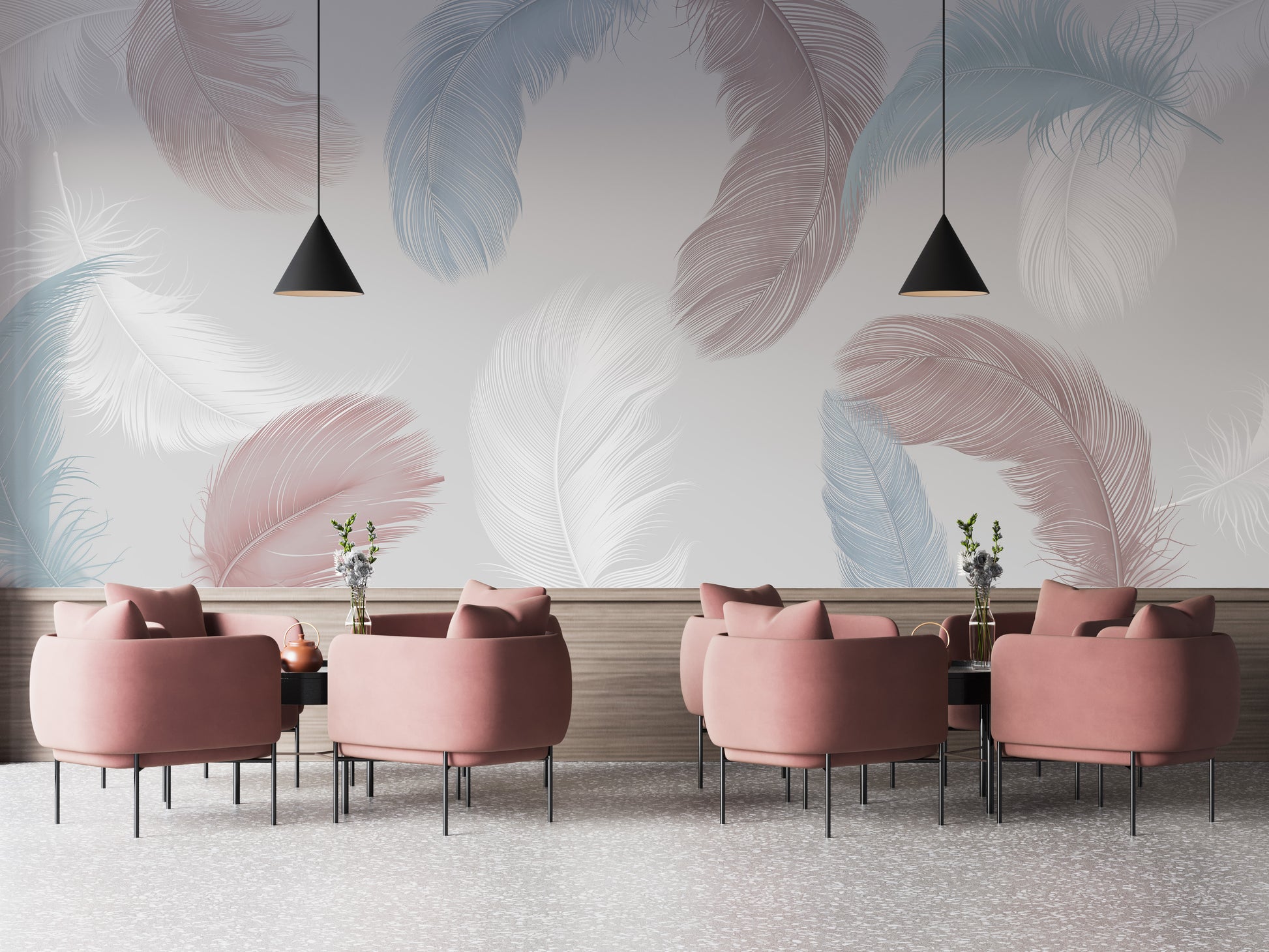Designer Colorful Feather Wallpaper Murals - Giffywalls
