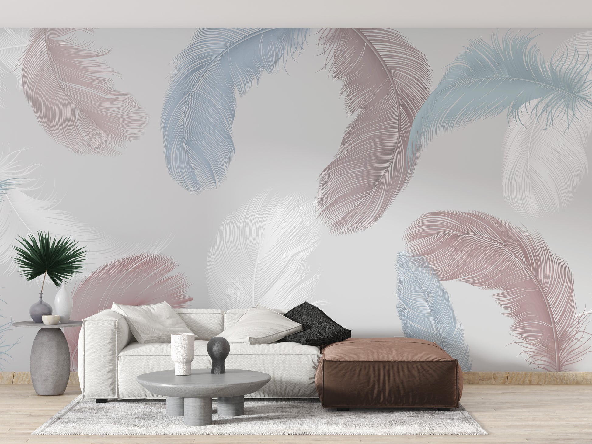 Vibrant feather wallpaper with designer style
