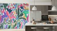 Colorful Bloom Wall Mural – Eye-catching floral design with bold reds, pinks, yellows, and greens for statement walls.