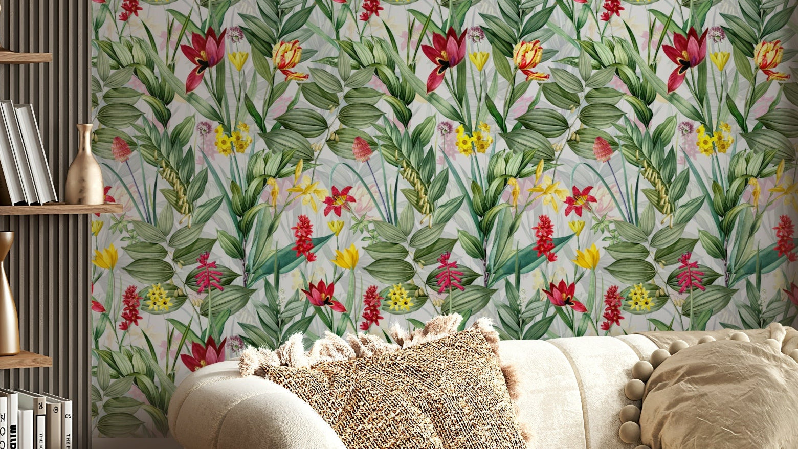 Colorful flower wallpaper adding a burst of nature to any room

