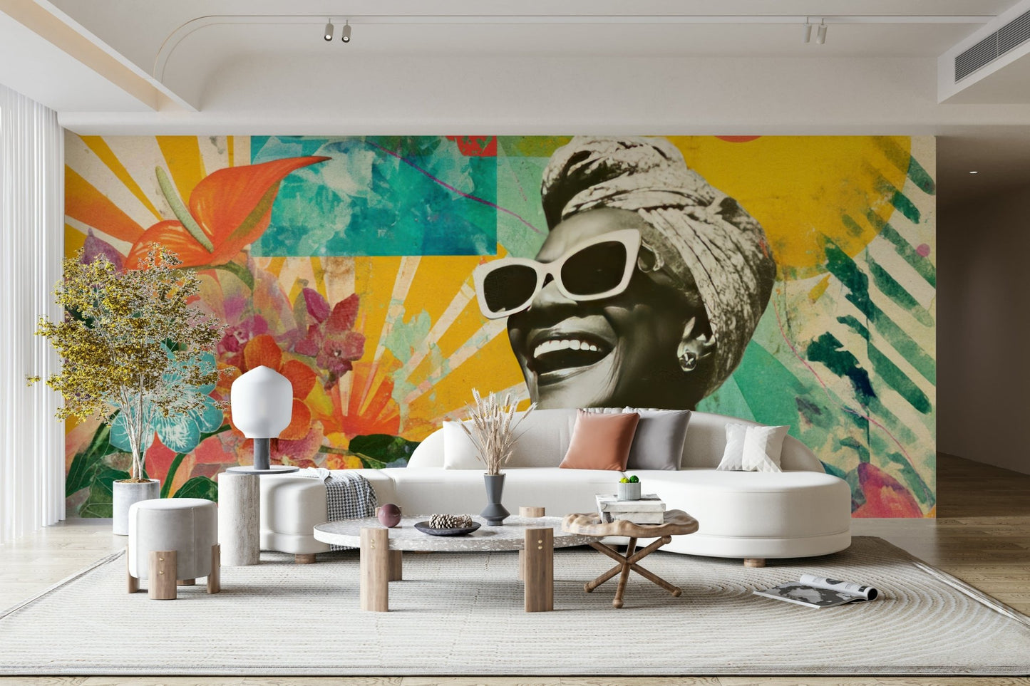 woman surrounded by tropical plants

