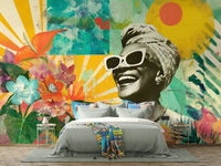 mural wallpaper with tropical flowers

