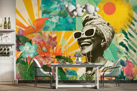 beautiful woman with flowers portrait

