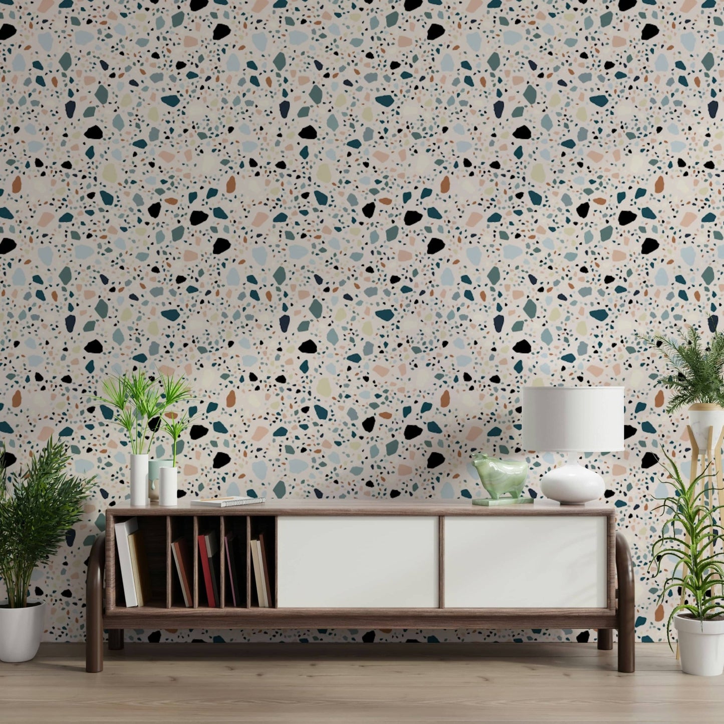 Modern Multicolour Terrazzo mural delightful geometric chips.
