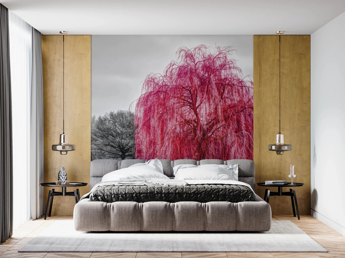 Vibrant Pink Willow Wall Mural