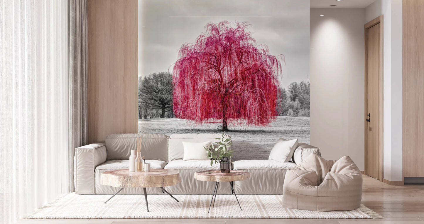 Vibrant Pink Willow Wall Mural