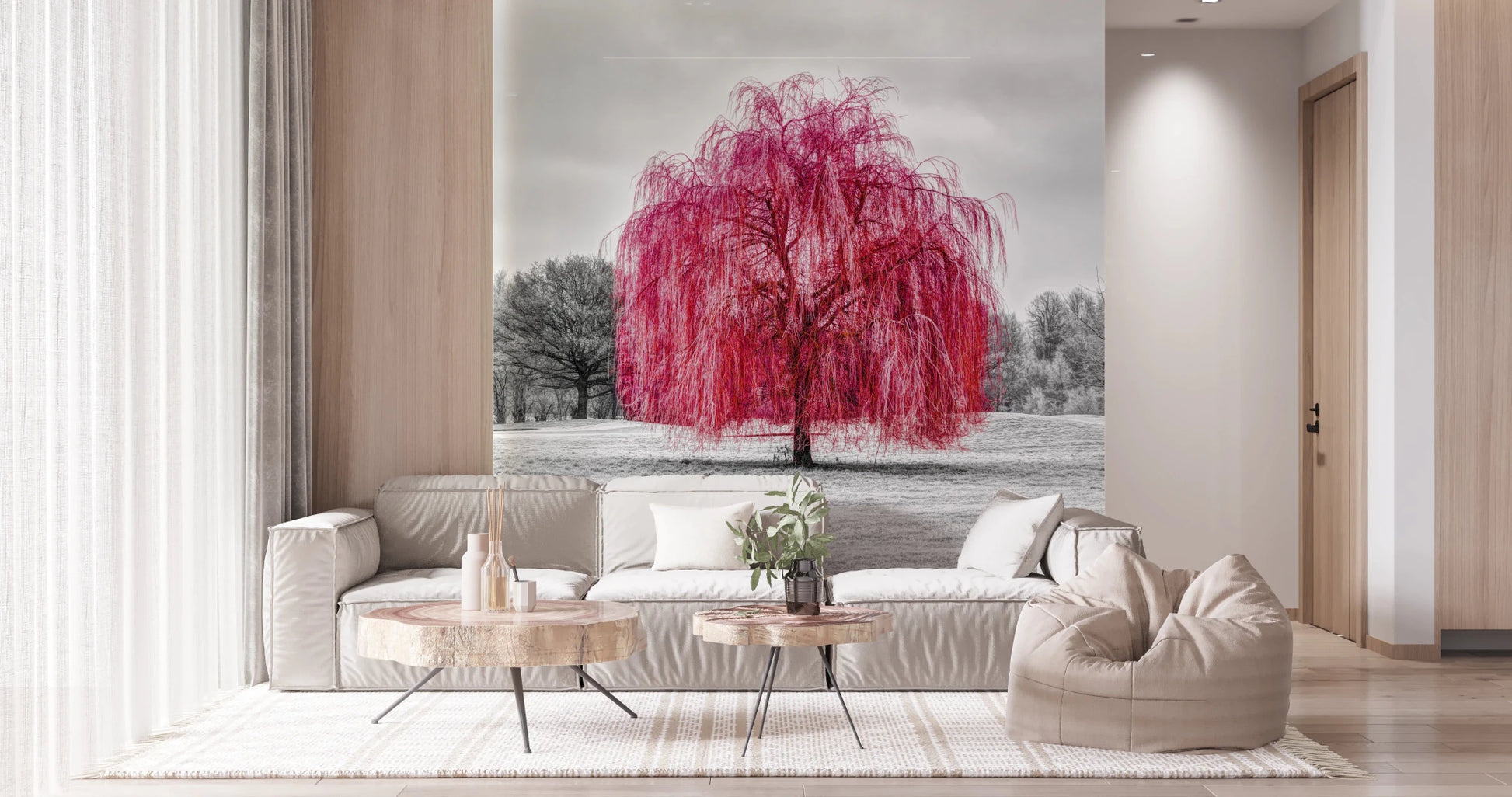 Vibrant Pink Willow Wall Mural