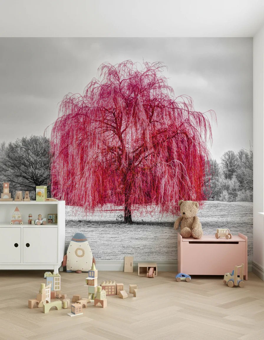 Vibrant Pink Willow Wall Mural