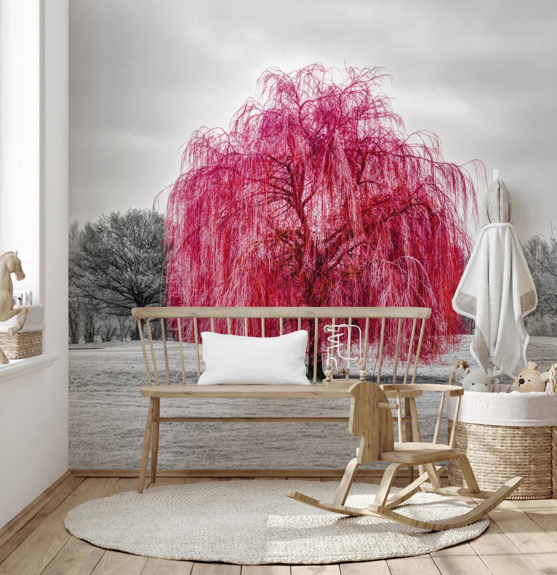 Vibrant Pink Willow Wall Mural