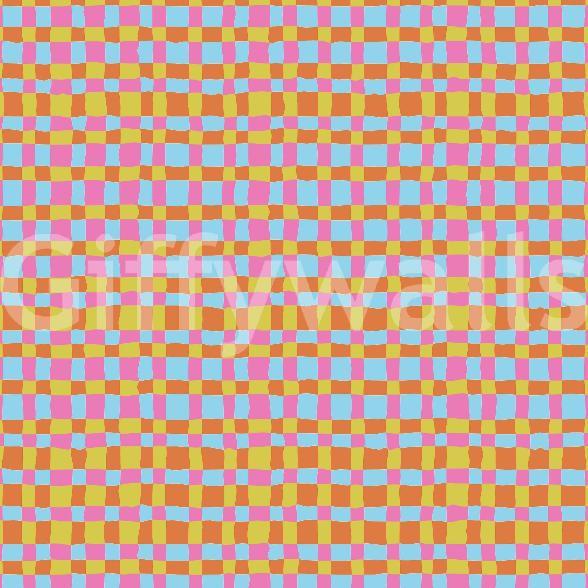 Vibrant Quilt Blocks wallpaper, odd orange and yellow, sophisticated design.