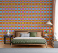 Vibrant Quilt Blocks wallpaper, peculiar checkerboard, delightful hues.