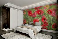 vibrant red tulip field photography wall mural

