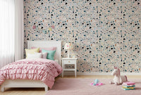 Chic pastel Vibrant Terrazzo wallpaper artistic surface texture.
