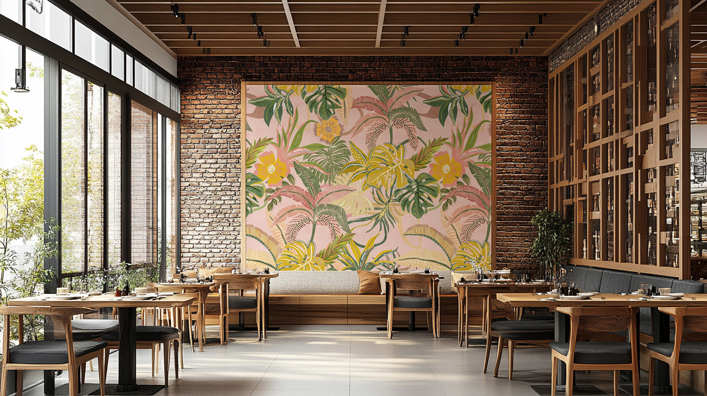 Colorful watercolor leaf wallpaper design
