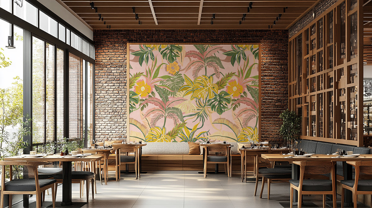 Colorful watercolor leaf wallpaper design
