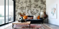 A calming wallpaper showcasing detailed floral branches with subtle shading and gentle blossoms.