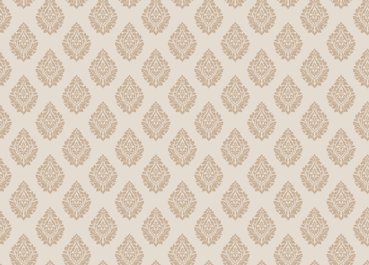 Victorian Beige Damask Repeat Pattern Wallpaper