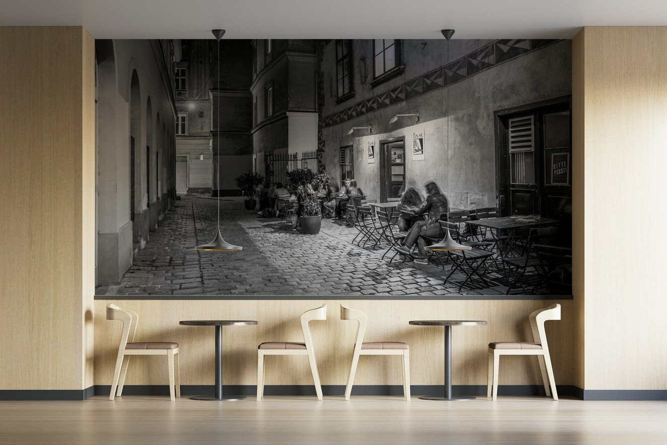 Street cafe in Vienna Wall Mural