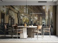 The mural has a romantic, chic feel.

