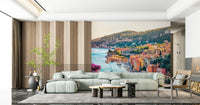 Charming port side Villefranche View wallpaper mural home accents.