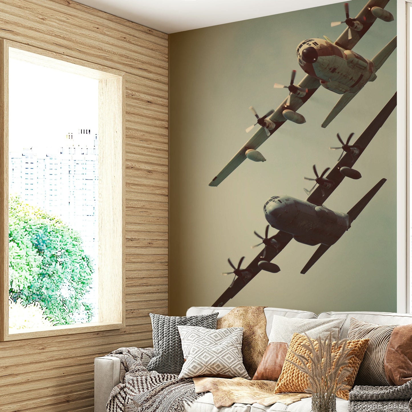 A beautiful abstract embrace wall mural for a bedroom.

